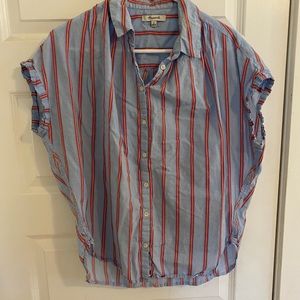 Madewell Central Shirt in blue and red stripe size M